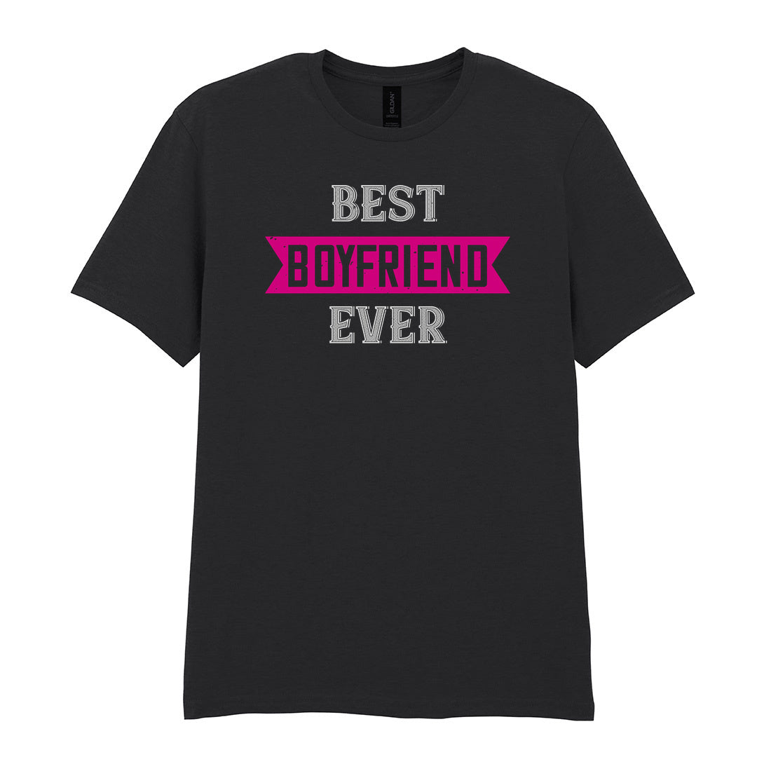 IPRINTOP Best Boyfriend Ever Graphic T-Shirt in Black - pink banner and white lettering