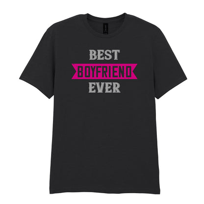 IPRINTOP Best Boyfriend Ever Graphic T-Shirt in Black - pink banner and white lettering