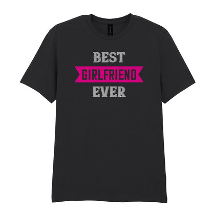 IPRINTOP Best Girlfriend Ever Graphic T-Shirt in Black - pink banner and white lettering