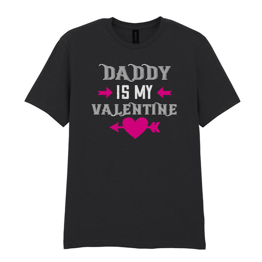 IPRINTOP Daddy Is My Valentine Graphic T-Shirt in Black - decorative love-themed lettering