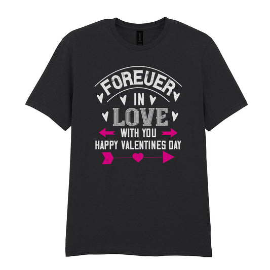 IPRINTOP Forever In Love With You Graphic T-Shirt in Black - decorative love-themed lettering