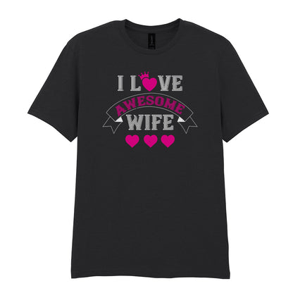 IPRINTOP I Love Awesome Wife Graphic T-Shirt in Black - decorative love-themed lettering