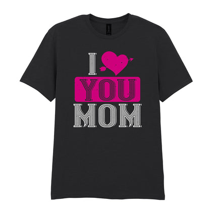 IPRINTOP I Love You Mom Graphic T-Shirt in Black - decorative love-themed lettering