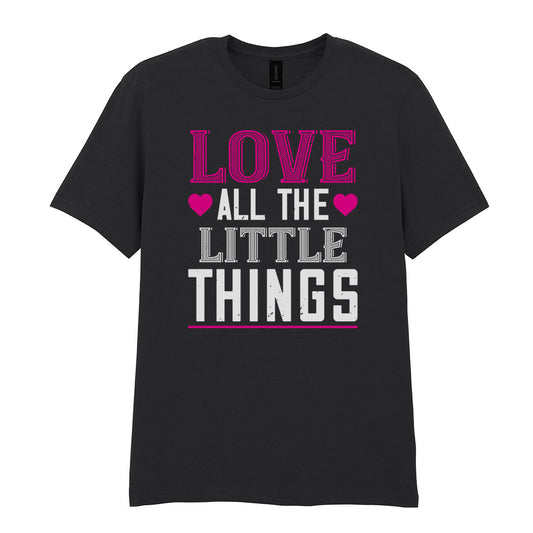 IPRINTOP Love All The Little Things Graphic T-Shirt in Black - decorative love-themed lettering
