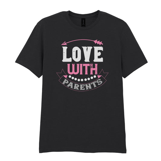 IPRINTOP Love With Parents Graphic T-Shirt in Black - decorative love-themed lettering