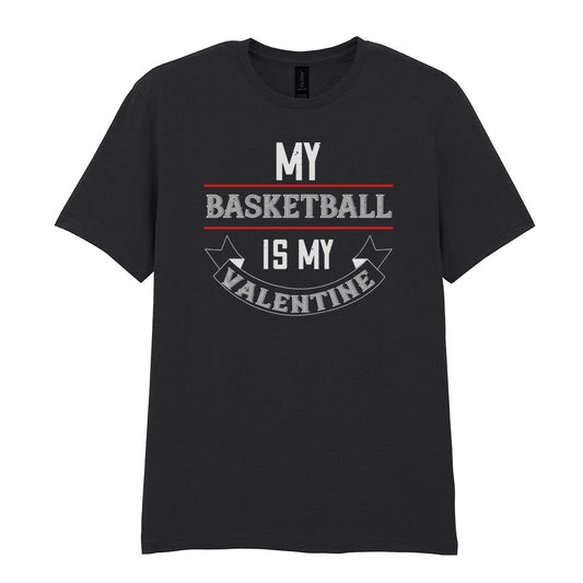 IPRINTOP My Basketball Is My Valentine Graphic T-Shirt in Black - basketball Valentine lettering
