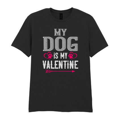 IPRINTOP My Dog Is My Valentine Graphic T-Shirt in Black - heart-shaped paws and an arrow