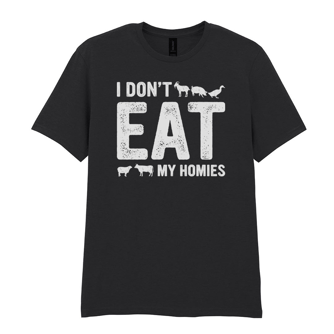 IPRINTOP I Don't Like My Homies Graphic T-Shirt in Black - I Don't Eat My Homies animal lettering