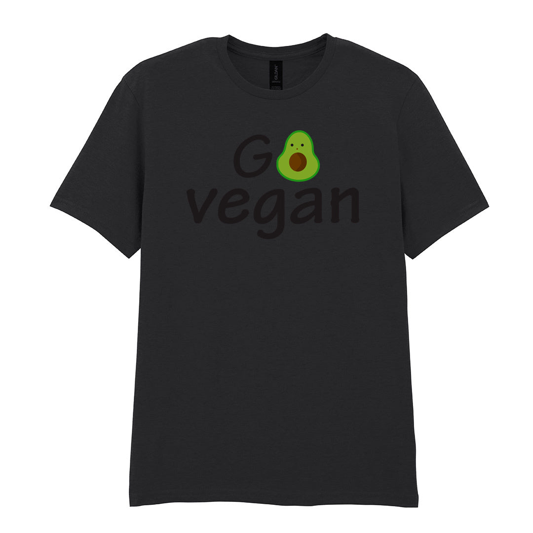 IPRINTOP Vegan Vibes Graphic T-Shirt in Black - Go Vegan avocado lettering