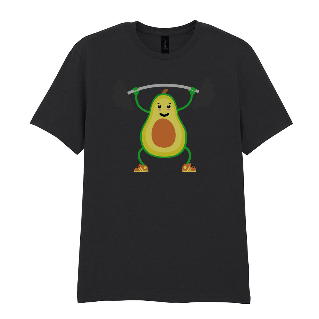 IPRINTOP Vegan Lift Weights Graphic T-Shirt in Black - avocado lifting weights