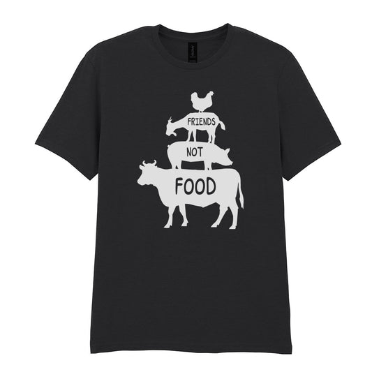 IPRINTOP Friends Not Food Graphic T-Shirt in Black - stacked farm animal silhouettes