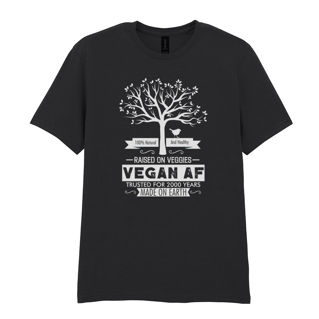 IPRINTOP 100% Natural and Healthy Graphic T-Shirt in Black - tree and Vegan AF lettering