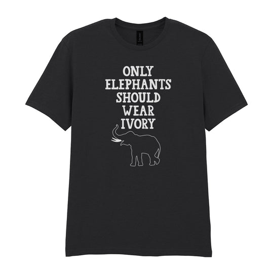 IPRINTOP Only Elephants Should Wear Ivory Graphic T-Shirt in Black - elephant outline and ivory slogan