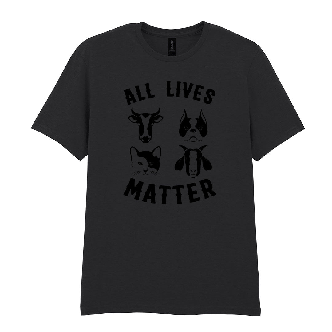 IPRINTOP All Lives Matter Graphic T-Shirt in Black - four animal faces