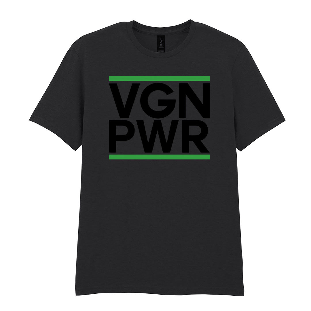 IPRINTOP VGN PWR Graphic T-Shirt in Black - VGN PWR lettering with green stripes