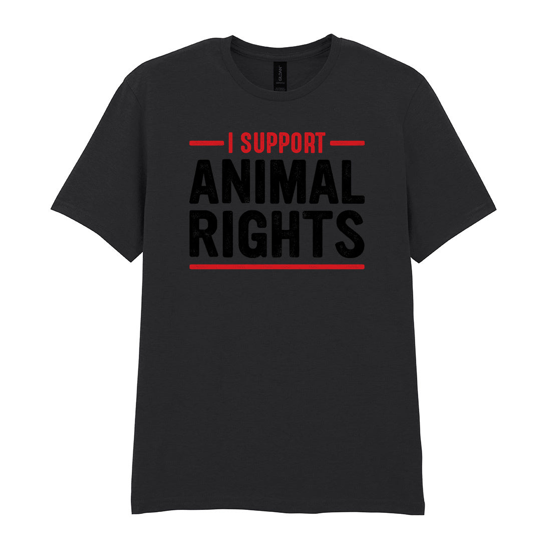 IPRINTOP I Support Animal Rights Graphic T-Shirt in Black - animal rights lettering