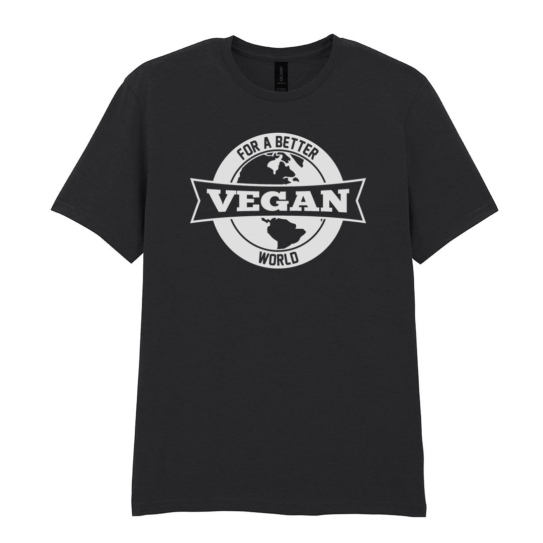 IPRINTOP For Better Vegan World Graphic T-Shirt in Black - Vegan globe emblem