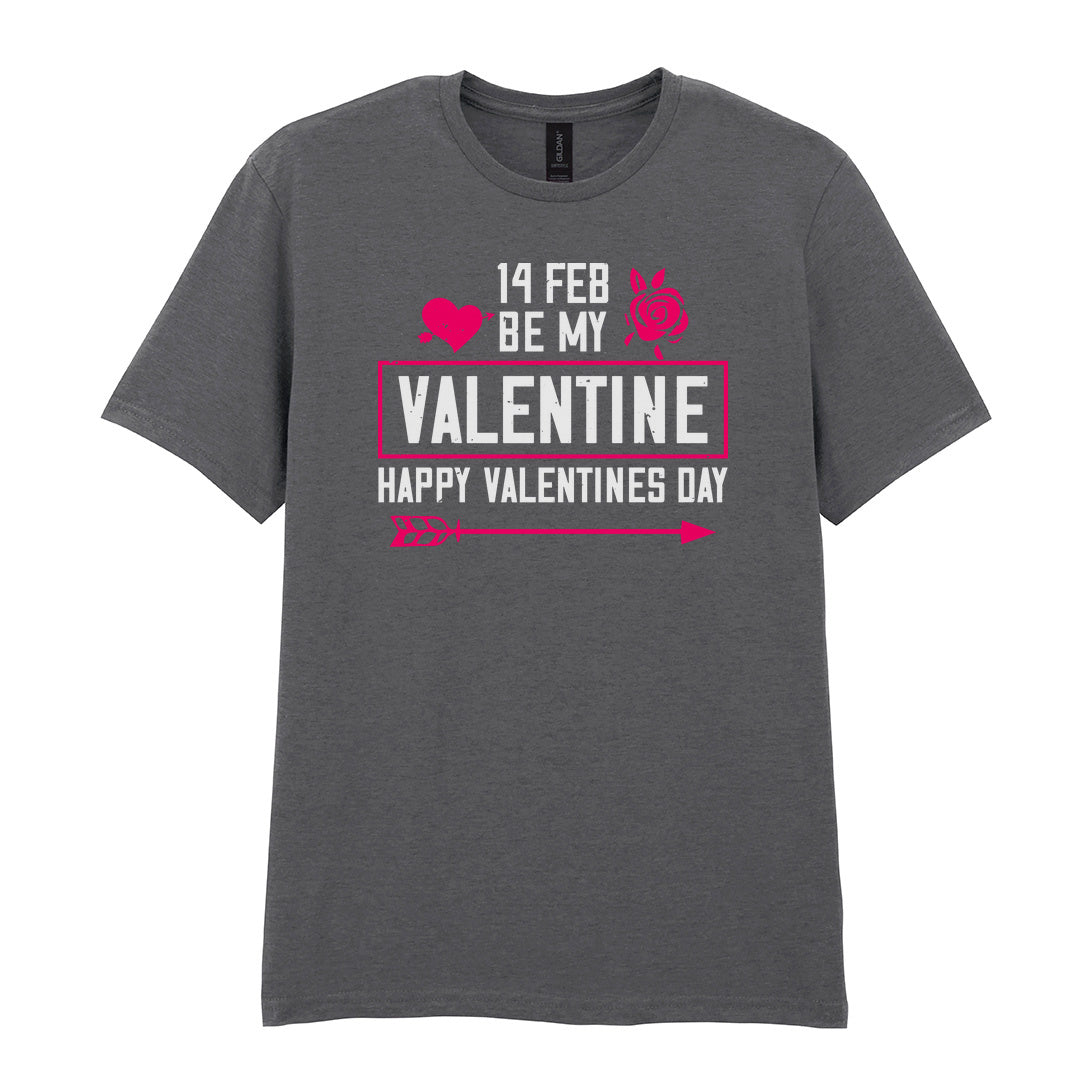 IPRINTOP Be My Valentine Graphic T-Shirt in Charcoal - decorative love-themed lettering