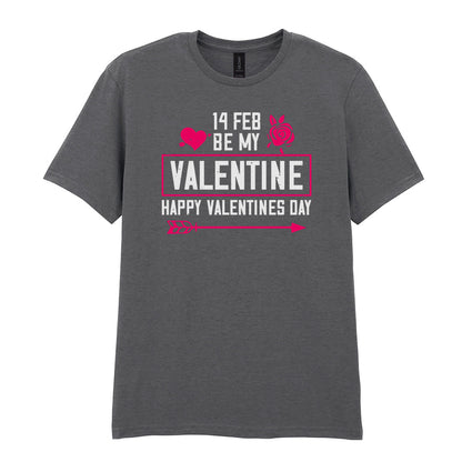 IPRINTOP Be My Valentine Graphic T-Shirt in Charcoal - decorative love-themed lettering