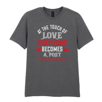 IPRINTOP At the Touch of Love Graphic T-Shirt in Charcoal - white and red poetry quote