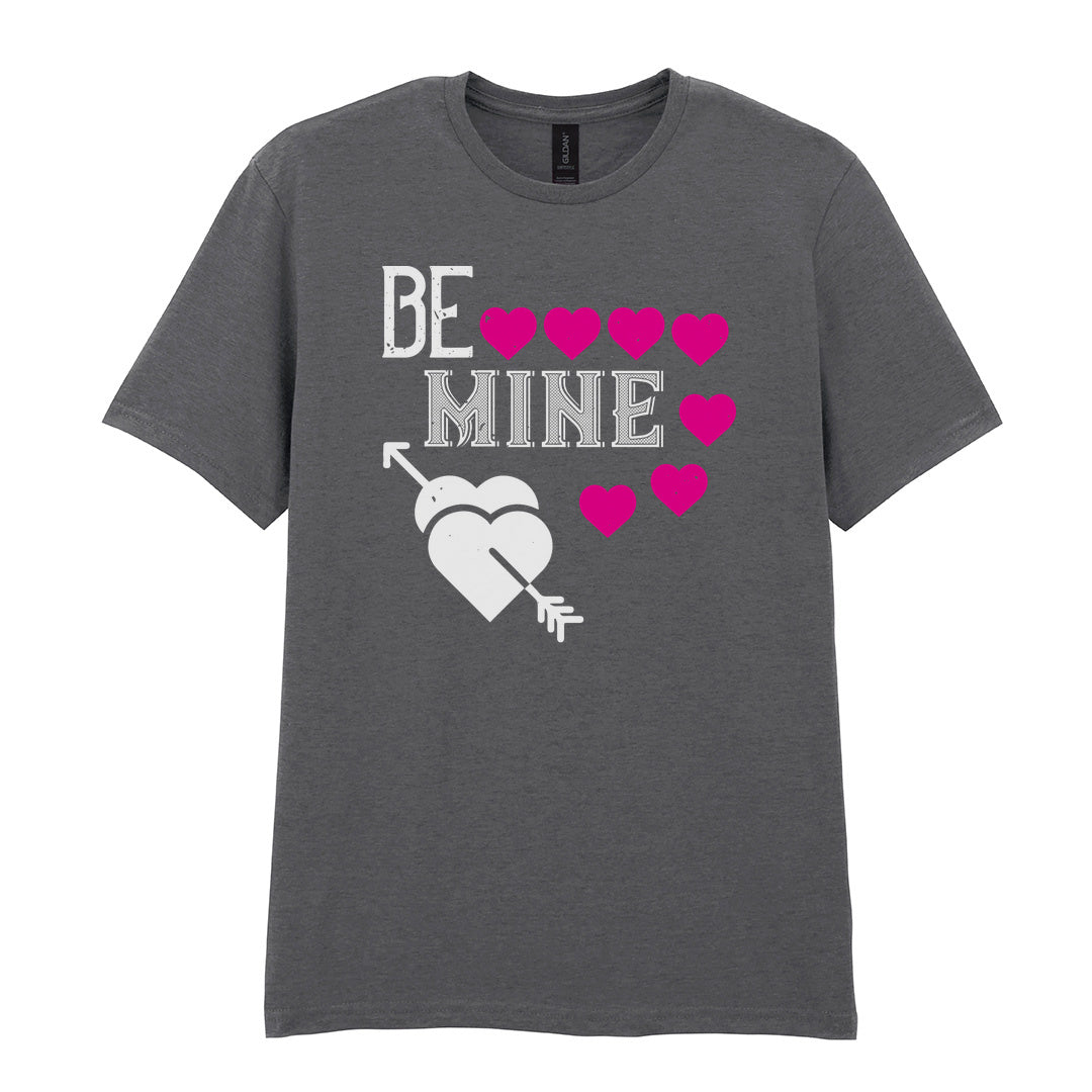 IPRINTOP Be Mine Graphic T-Shirt in Charcoal - decorative love-themed lettering