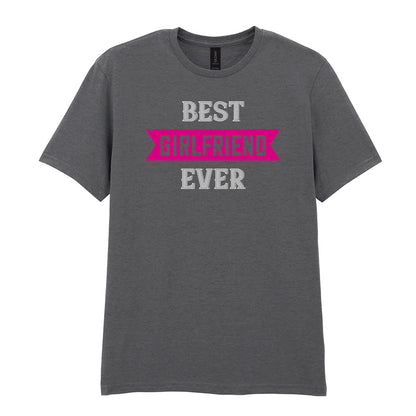 IPRINTOP Best Girlfriend Ever Graphic T-Shirt in Charcoal - pink banner and white lettering