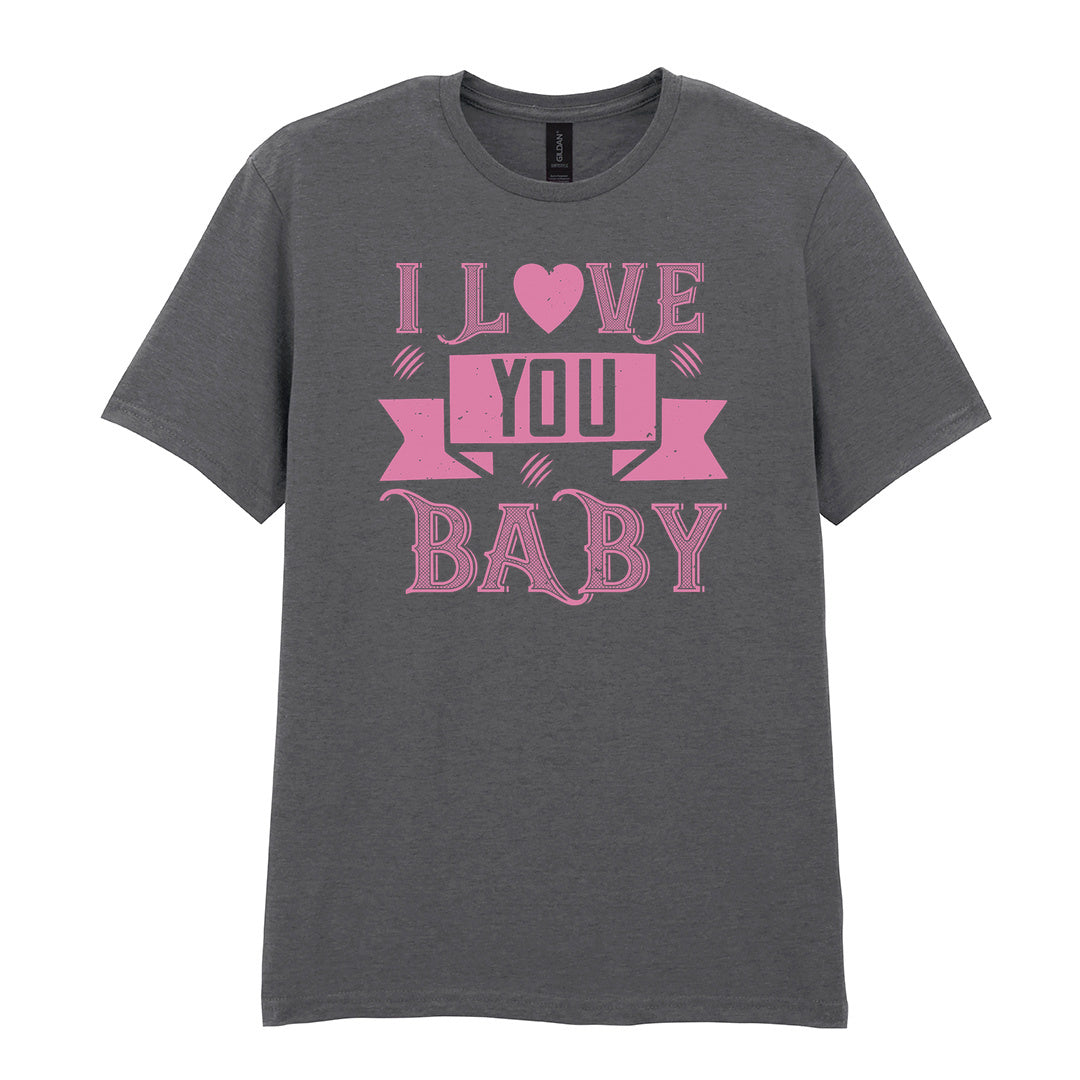 IPRINTOP I Love You Baby Graphic T-Shirt in Charcoal - decorative love-themed lettering