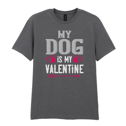 IPRINTOP My Dog Is My Valentine Graphic T-Shirt in Charcoal - heart-shaped paws and an arrow