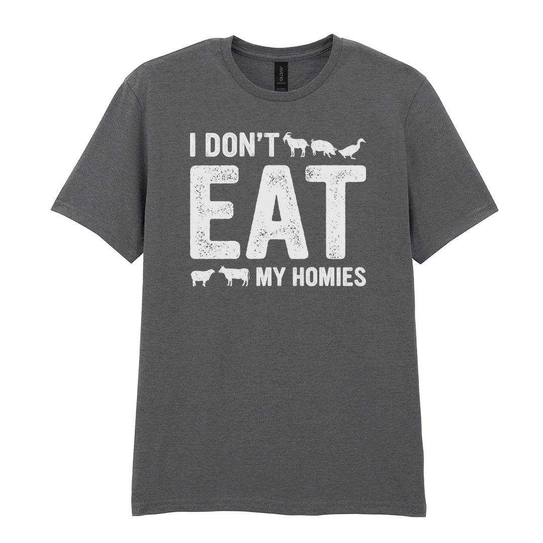 IPRINTOP I Don't Like My Homies Graphic T-Shirt in Charcoal - I Don't Eat My Homies animal lettering