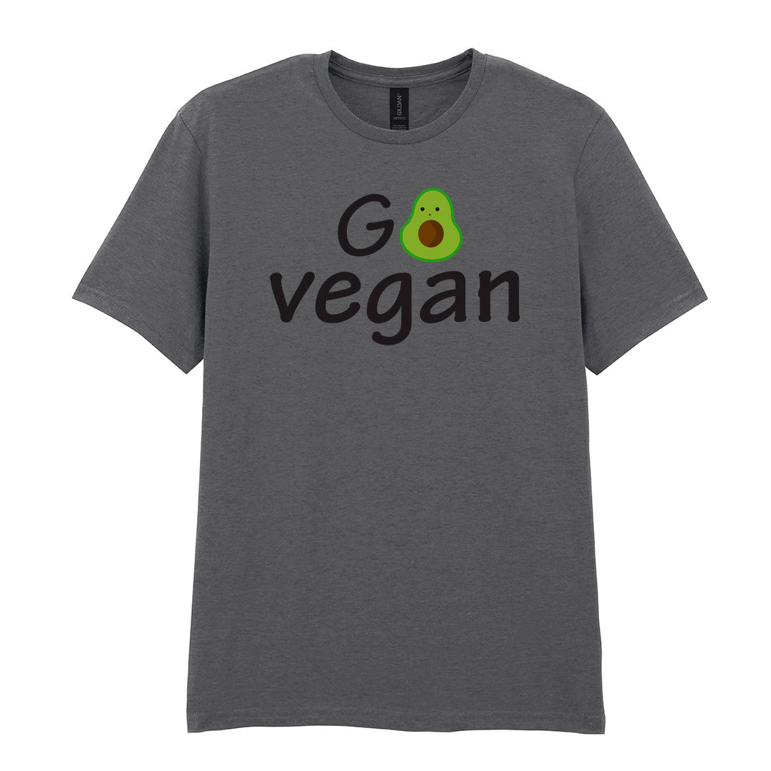 IPRINTOP Vegan Vibes Graphic T-Shirt in Charcoal - Go Vegan avocado lettering