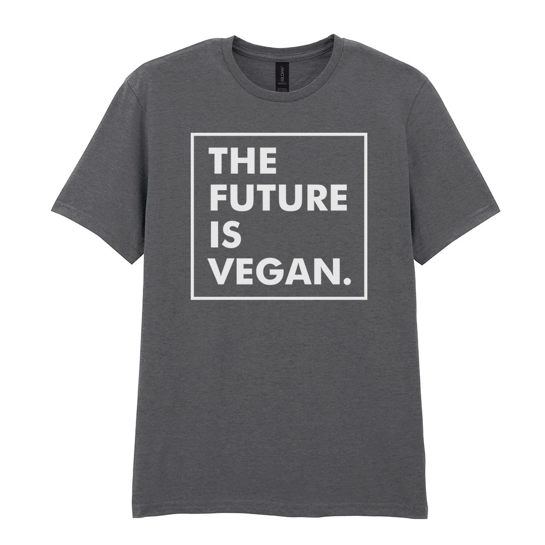IPRINTOP The Future Is Vegan Graphic T-Shirt in Charcoal - The Future Is Vegan framed lettering