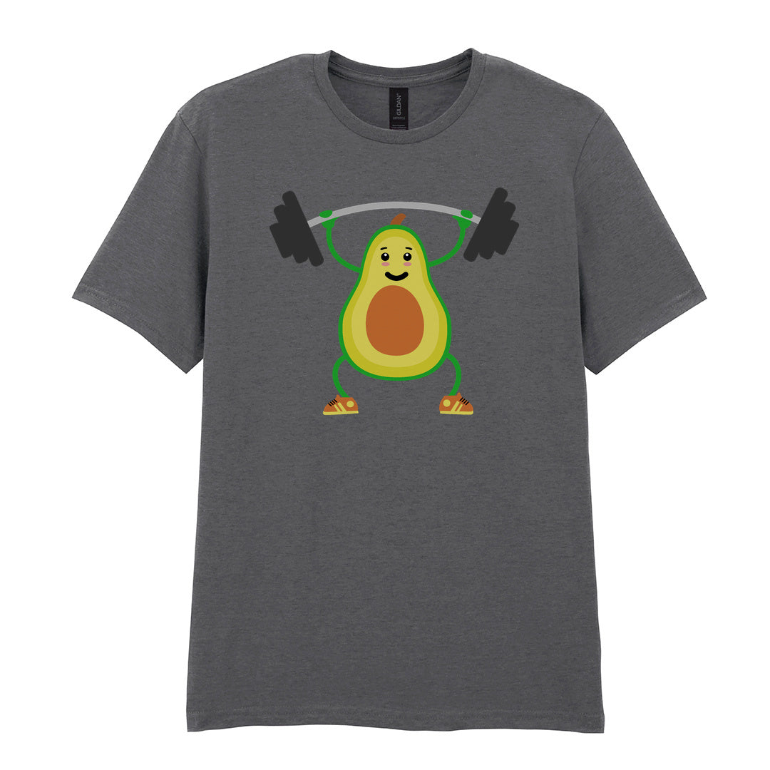 IPRINTOP Vegan Lift Weights Graphic T-Shirt in Charcoal - avocado lifting weights