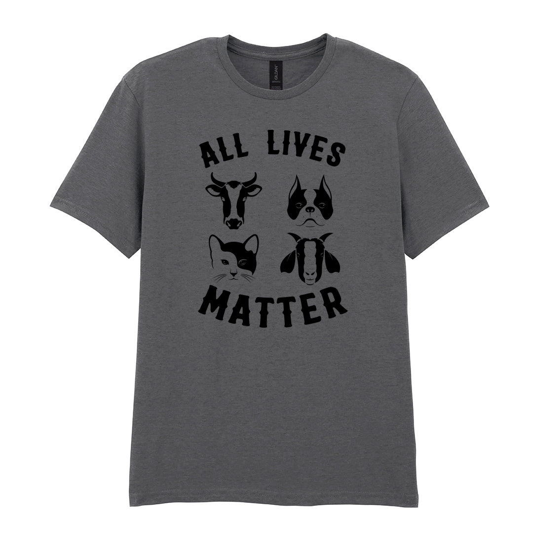 IPRINTOP All Lives Matter Graphic T-Shirt in Charcoal - four animal faces