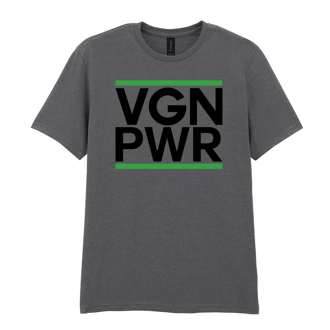 IPRINTOP VGN PWR Graphic T-Shirt in Charcoal - VGN PWR lettering with green stripes