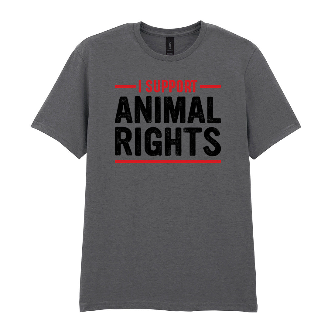 IPRINTOP I Support Animal Rights Graphic T-Shirt in Charcoal - animal rights lettering