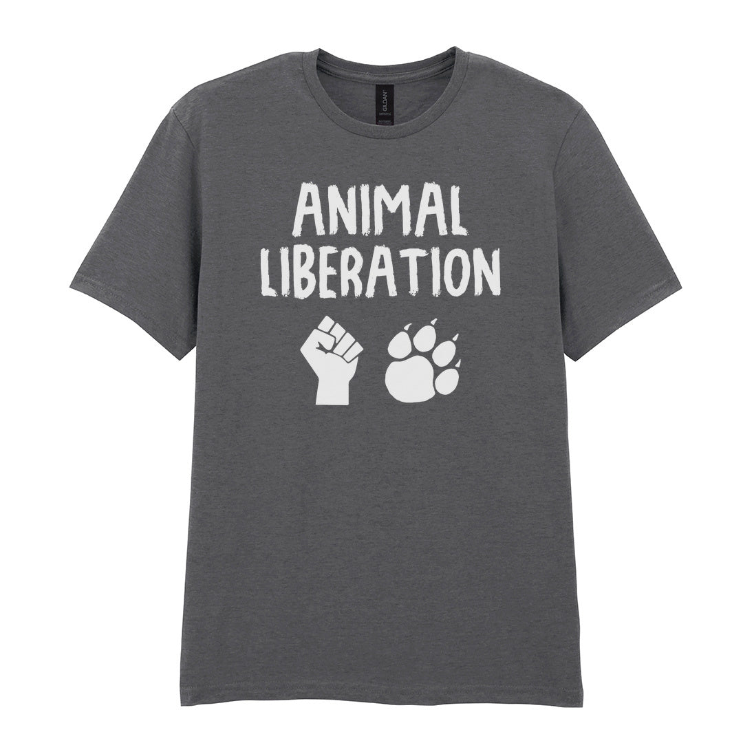 IPRINTOP Animal Liberation Graphic T-Shirt in Charcoal - raised fist and animal paw