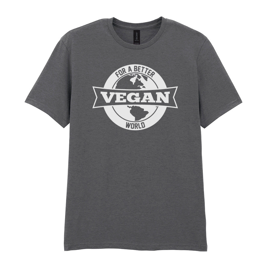 IPRINTOP For Better Vegan World Graphic T-Shirt in Charcoal - Vegan globe emblem