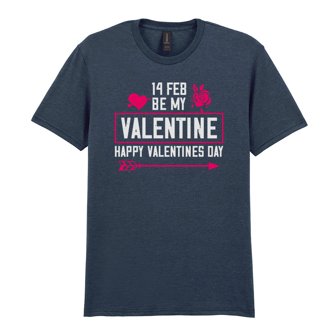 IPRINTOP Be My Valentine Graphic T-Shirt in Dark Heather - decorative love-themed lettering