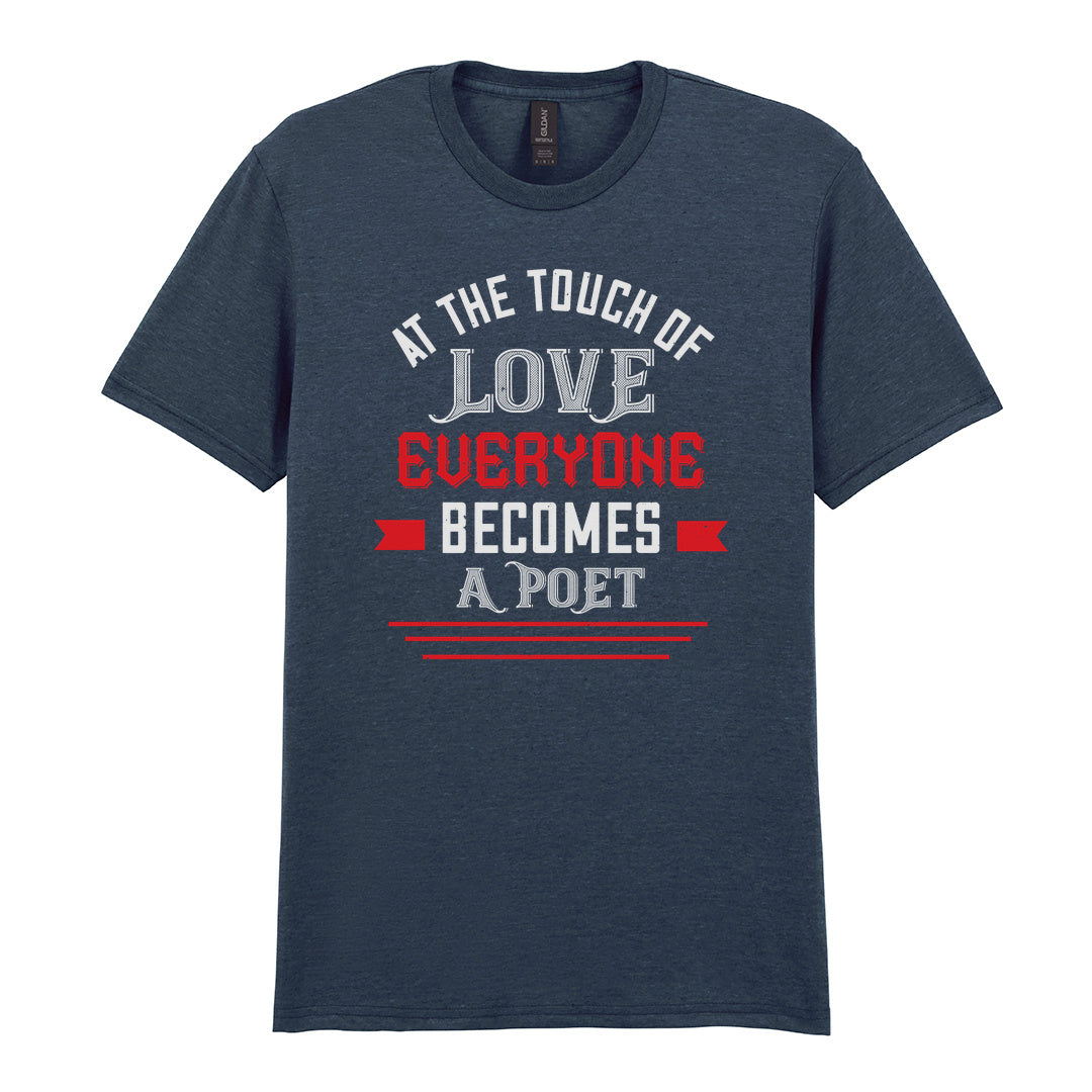 IPRINTOP At the Touch of Love Graphic T-Shirt in Dark Heather - white and red poetry quote