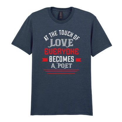 IPRINTOP At the Touch of Love Graphic T-Shirt in Dark Heather - white and red poetry quote