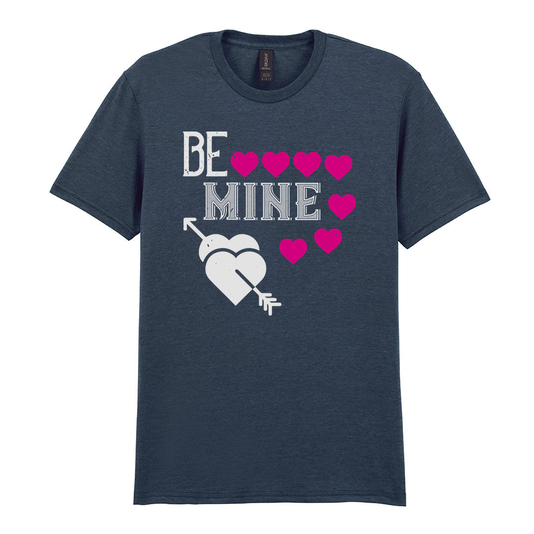 IPRINTOP Be Mine Graphic T-Shirt in Dark Heather - decorative love-themed lettering