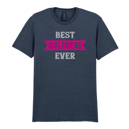 IPRINTOP Best Girlfriend Ever Graphic T-Shirt in Dark Heather - pink banner and white lettering