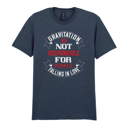 IPRINTOP Gravitation Is Not Responsible Graphic T-Shirt in Dark Heather - red and white lettering with banners