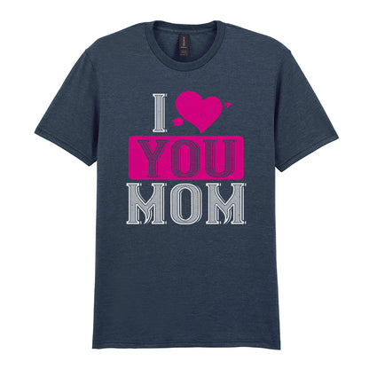 IPRINTOP I Love You Mom Graphic T-Shirt in Dark Heather - decorative love-themed lettering