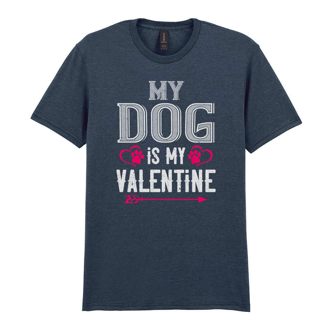 IPRINTOP My Dog Is My Valentine Graphic T-Shirt in Dark Heather - heart-shaped paws and an arrow
