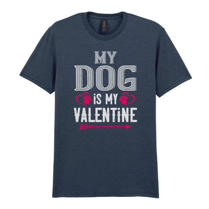 IPRINTOP My Dog Is My Valentine Graphic T-Shirt in Dark Heather - heart-shaped paws and an arrow