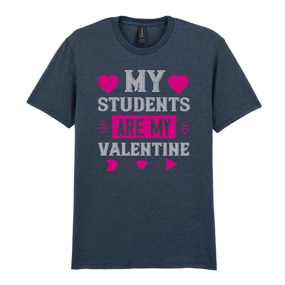 IPRINTOP My Students Are My Valentine Graphic T-Shirt in Dark Heather - decorative love-themed lettering