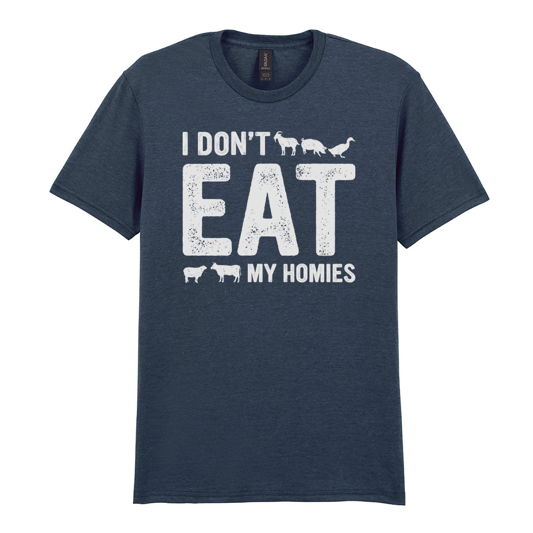 IPRINTOP I Don't Like My Homies Graphic T-Shirt in Dark Heather - I Don't Eat My Homies animal lettering
