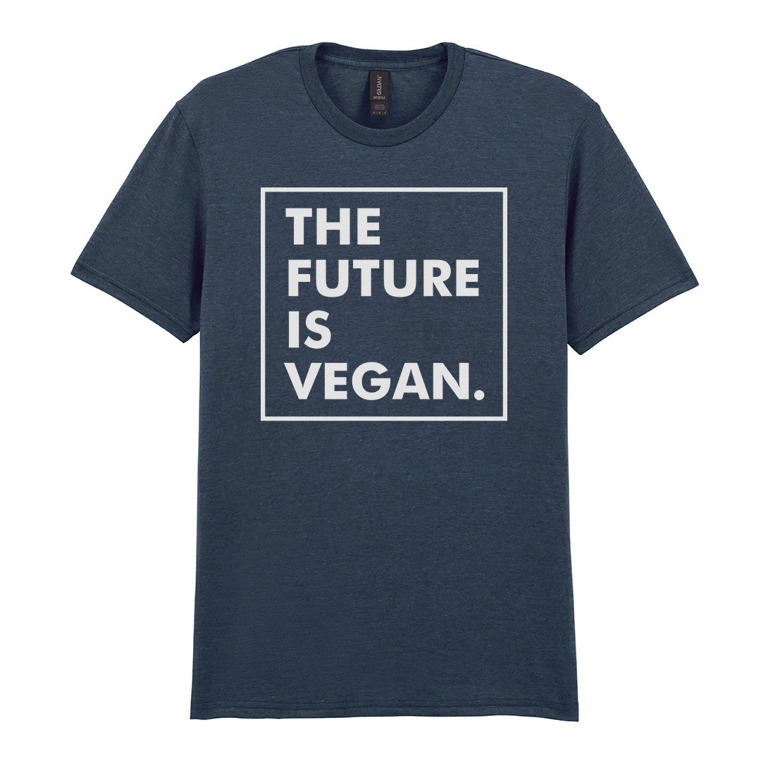 IPRINTOP The Future Is Vegan Graphic T-Shirt in Dark Heather - The Future Is Vegan framed lettering