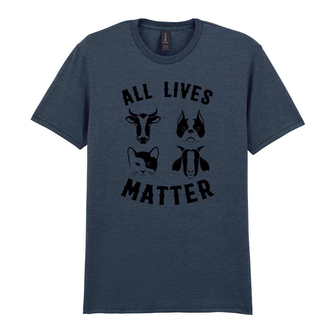 IPRINTOP All Lives Matter Graphic T-Shirt in Dark Heather - four animal faces